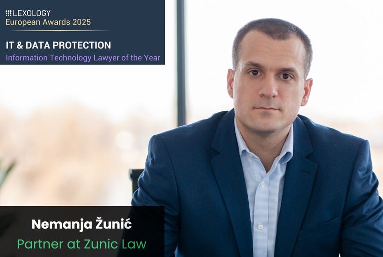 Nemanja Žunić najbolji IT advokat u Evropi 2025. prema Lexology European Awards