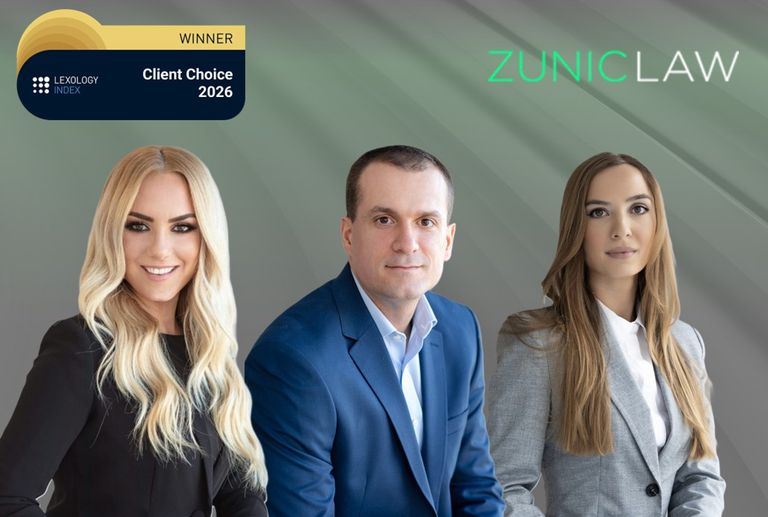 Zunic Law je dobitnik Lexology Index Client Choice nagrade u tri kategorije u 2026.